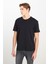 %100 Pamuk Relaxed Fit Geniş Kesim Bisiklet Yaka Siyah Basic T-Shirt 2