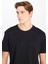 %100 Pamuk Relaxed Fit Geniş Kesim Bisiklet Yaka Siyah Basic T-Shirt 4