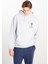 Loose Fit Rahat Kesim Kapüşonlu Gri Melanj Sweatshirt 2