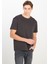 %100 Pamuk Relaxed Fit Geniş Kesim Bisiklet Yaka Antrasit Basic T-Shirt 2