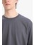 Oversize Geniş Kalıp Bisiklet Yaka Basic Düz Kısa Kollu Tişört E6885AXNS 3