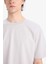 Oversize Geniş Kalıp Bisiklet Yaka Basic Düz Kısa Kollu Tişört E6885AXNS 3