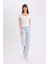 Slim Fit Dar Kesim Yuvarlak Yaka Basic Düz Fitilli Kaşkorse Kısa Kollu Beyaz Tişört E5781AX25SP 2