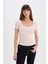 Slim Fit Dar Kesim Yuvarlak Yaka Basic Düz Fitilli Kaşkorse Kısa Kollu Tişört E5781AX25SP 1