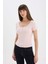 Slim Fit Dar Kesim Yuvarlak Yaka Basic Düz Fitilli Kaşkorse Kısa Kollu Tişört E5781AX25SP 3