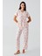 Fiyonk Desenli Kısa Kollu Esnek Viskoz Pijama Takım 17206 1
