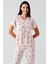 Fiyonk Desenli Kısa Kollu Esnek Viskoz Pijama Takım 17206 3