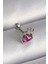 316L Çelik Gümüş Renk Pembe Mineli Kalp Zirkon Taş Detaylı Taç Tragus Piercing - Lisinya 1