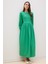 Regular Fit Bisiklet Yaka Gofre Dokulu Uzun Kollu Maxi Elbise E6597AX25SP 2