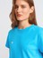 30584 Bisiklet Yaka Pamuklu T-Shirt-Turkuaz 4