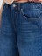 71784 Dökümlü Kumaş Geniş Denim Pantolon-Lacivert 4