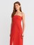 90758 Straplez Elbise-Kırmızı 3