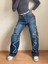 2501 Kadın Büyük Yıldız Baskılı Bagy Big Stars Model Kot Denim Pantolon 1