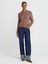 71758 Paçası Kıvrık Simli Wide Leg Denim Pantolon-Lacivert 1