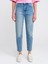 71779 Lazer Yıkama Likralı Denim Mom Pantolon-Mavi 3