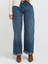 71743 Paçası Kıvrık Geniş Kesim Denim Pantolon-Mavi 4