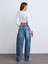 71766 Kendinden Tintli Baggy Denim Pantolon-Mavi 2