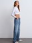 71766 Kendinden Tintli Baggy Denim Pantolon-Mavi 3