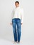 71742 Lazer Yıkama Stright Denim Pantolon-Mavi 1