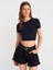 31175 Bisiklet Yaka Crop Top-Beyaz 1