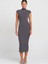 91296 Dik Yaka Midi Elbise-Füme 1