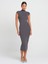 91296 Dik Yaka Midi Elbise-Füme 3