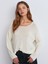 10706 Oval Yaka Yumuşak Dokulu Triko Kazak-Ekru 1