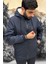 Erkek Lacivert Içi Kürklü Su ve Rüzgar Geçirmez Kapüşonlu Kışlık Mont & Kaban & Parka ML-FMM-100 3