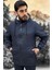 Erkek Lacivert Içi Kürklü Su ve Rüzgar Geçirmez Kapüşonlu Kışlık Mont & Kaban & Parka ML-FMM-100 4