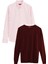 Ds Damat Slim Fit Bordo Pamuk Karışımlı 2'li Bisiklet Yaka Gömlek ve Kazak 1