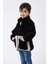 Erkek Çocuk Peluş Siyah Ekru Fermuarlı Welsoft Kışlık Mont Fmç-Peluş 5
