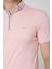 Erkek Fermuarlı Pembe Yakalı Tshirt 2
