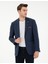 Erkek Lacivert Slim Fit Keten Karışımlı Ceket 50306748-VR033 1