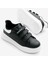 Çocuk Unisex Siyah Beyaz Eva Faylon Taban Üç Cırtlı Spor Ayakkabı 3