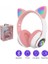 Kedi Figürlü Bluetooth Kulaklık Pembe Renkli 1