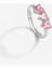 Pembe Quartz Renkli Taşlı Kalpli Gümüş Yüzük 1