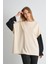 Alexandergardı Fırfırlı Kol Detaylı Garnili Renk Bloklu Kadın Sweatshirt 4