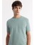 Erkek Nil Yeşili Bisiklet Yaka Önü Jakar Detaylı Rayon Triko T-shirt A51Y5004 2