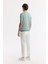 Erkek Nil Yeşili Bisiklet Yaka Önü Jakar Detaylı Rayon Triko T-shirt A51Y5004 4