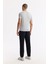 Erkek Gri Bisiklet Yaka Kolları Jakar Detaylı Rayon Triko T-shirt A51Y5005 4