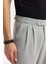 Erkek Gri Klasilk Bel Pileli Apolet Detaylı Carrot Fit Pantolon A51Y3026 4