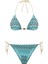 Renkli Desenli Triko Üçgen Bikini Takım 1