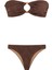 Aksesuarlı Dokulu Kahverengi Straplez Bikini Takım 1