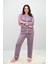 Kadın Büyük Beden Uzun Kollu Önden Düğmeli Pijama Takımı 4234-25 2