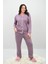 Kadın Büyük Beden Uzun Kollu Önden Düğmeli Pijama Takımı 4234-25 3