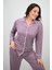 Kadın Büyük Beden Uzun Kollu Önden Düğmeli Pijama Takımı 4234-25 5