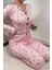 V Yaka Baskılı Fiyonk Detaylı Uzun Pijama Takımı 4