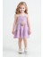 Kız Bebek Çocuk Lila Ayıcık Aksesuarlı Elbise 2