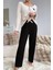 Nakışlı Siyah Pamuklu Kalp Detaylı Pijama Takımı 2