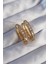 Pirinç Gold Renk Zirkon Taşlı Oval Model Küpe - Lisinya 1